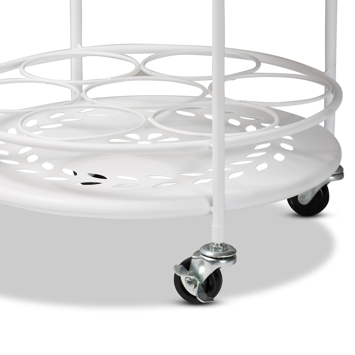 Baxton Studio Dallan Modern Industrial White Metal 2-Tier Kitchen Cart | Kitchen Carts | Modishstore - 4