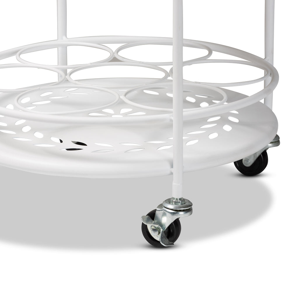 Baxton Studio Dallan Modern Industrial White Metal 2-Tier Kitchen Cart | Kitchen Carts | Modishstore - 4