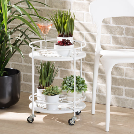 Baxton Studio Dallan Modern Industrial White Metal 2-Tier Kitchen Cart | Kitchen Carts | Modishstore