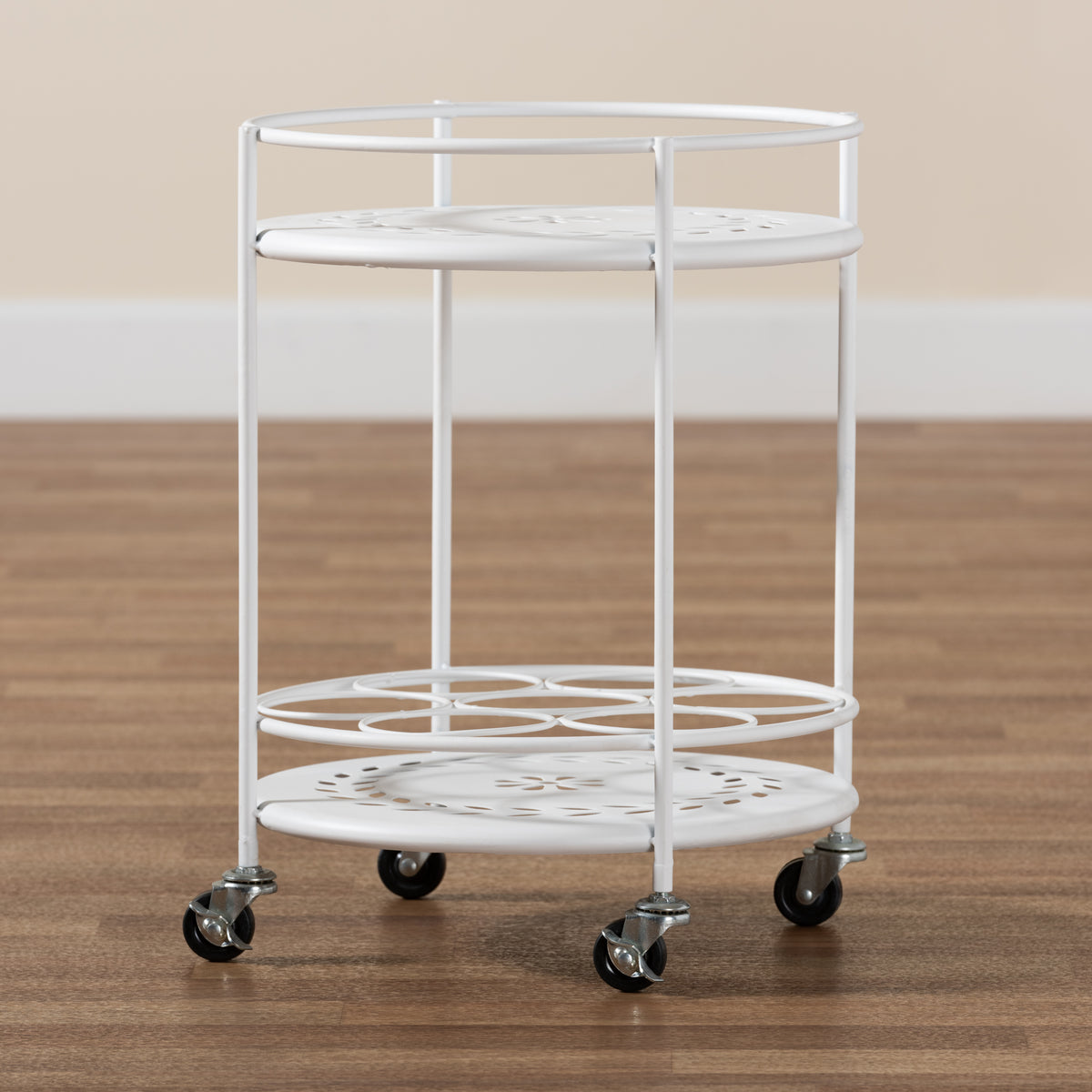 Baxton Studio Dallan Modern Industrial White Metal 2-Tier Kitchen Cart | Kitchen Carts | Modishstore - 7