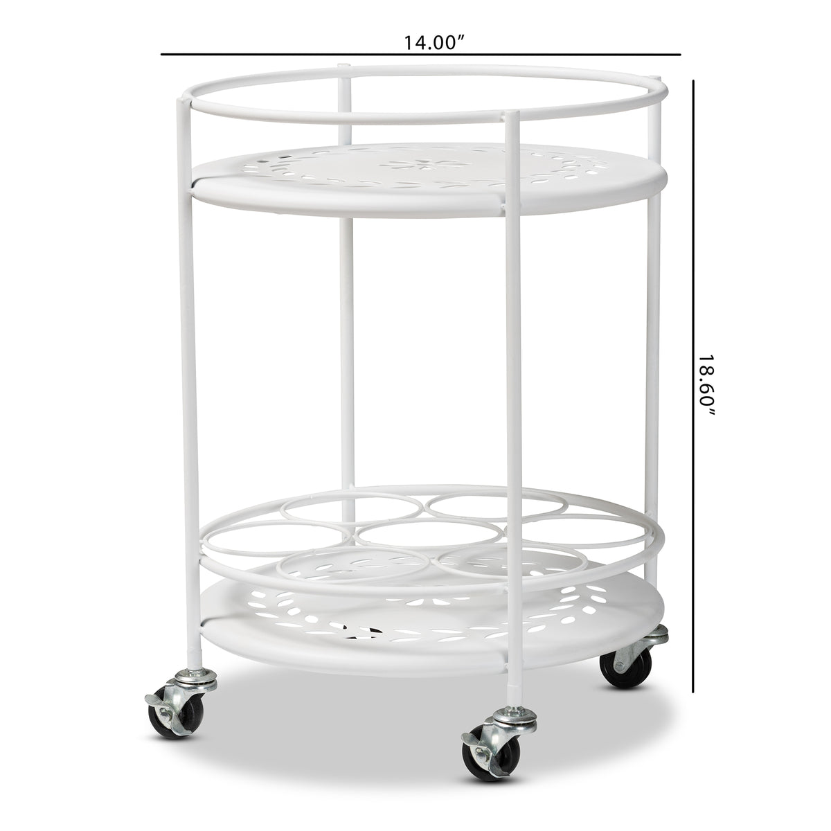 Baxton Studio Dallan Modern Industrial White Metal 2-Tier Kitchen Cart | Kitchen Carts | Modishstore - 8
