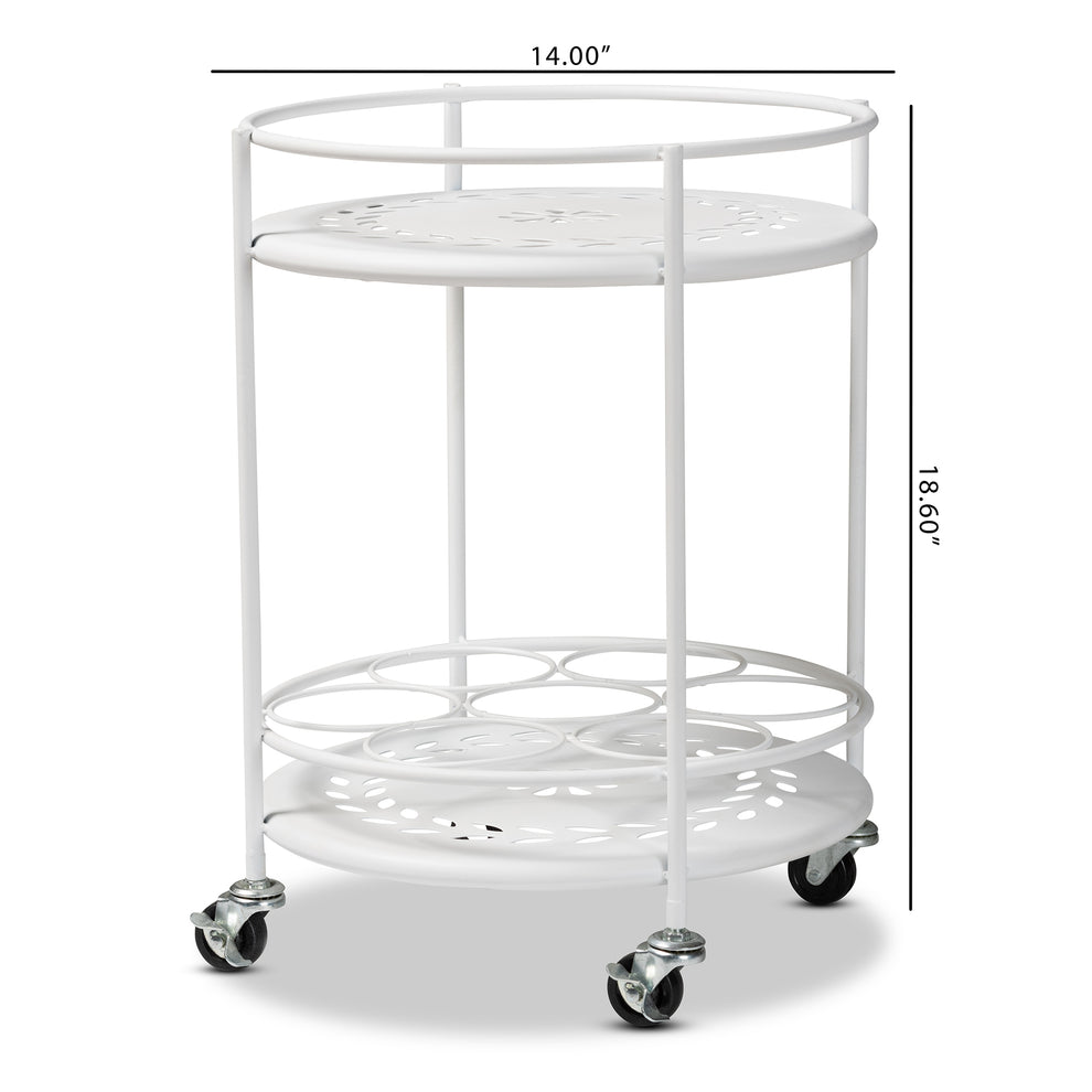 Baxton Studio Dallan Modern Industrial White Metal 2-Tier Kitchen Cart | Kitchen Carts | Modishstore - 8
