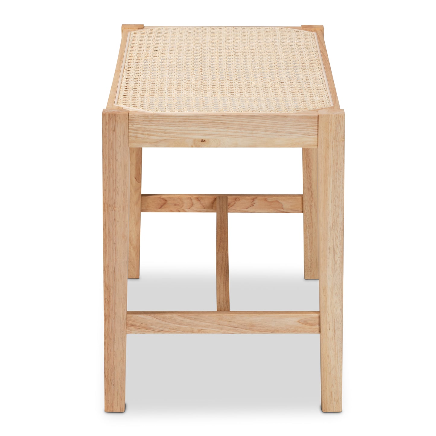 Baxton Studio Danyl Mid-Century Modern Oak Brown Finished Wood and Rattan Accent Bench | Benches | Modishstore - 5