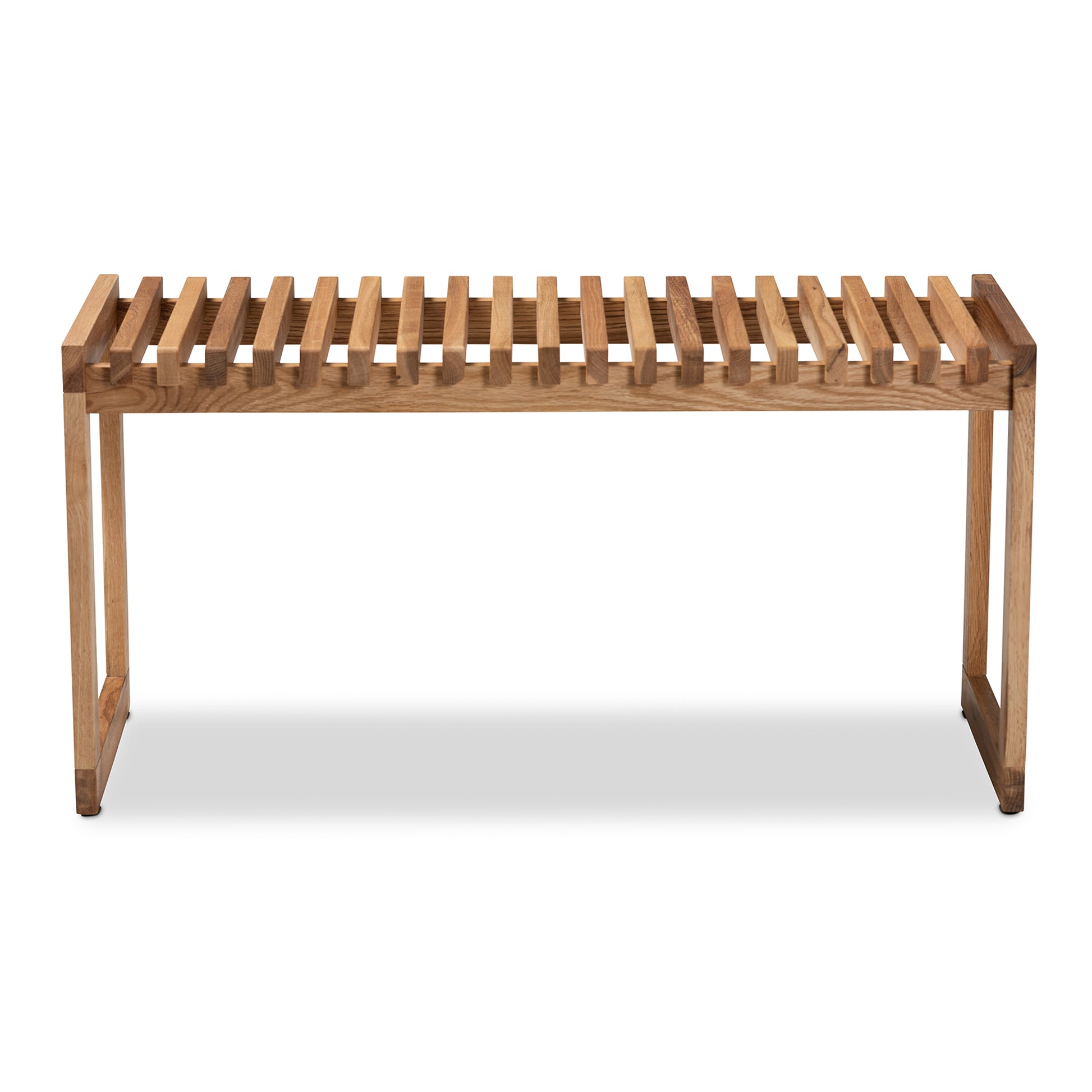 Baxton Studio Kaleb Rustic Mid-Century Modern Oak Brown Finished Wood Bench | Benches | Modishstore - 4