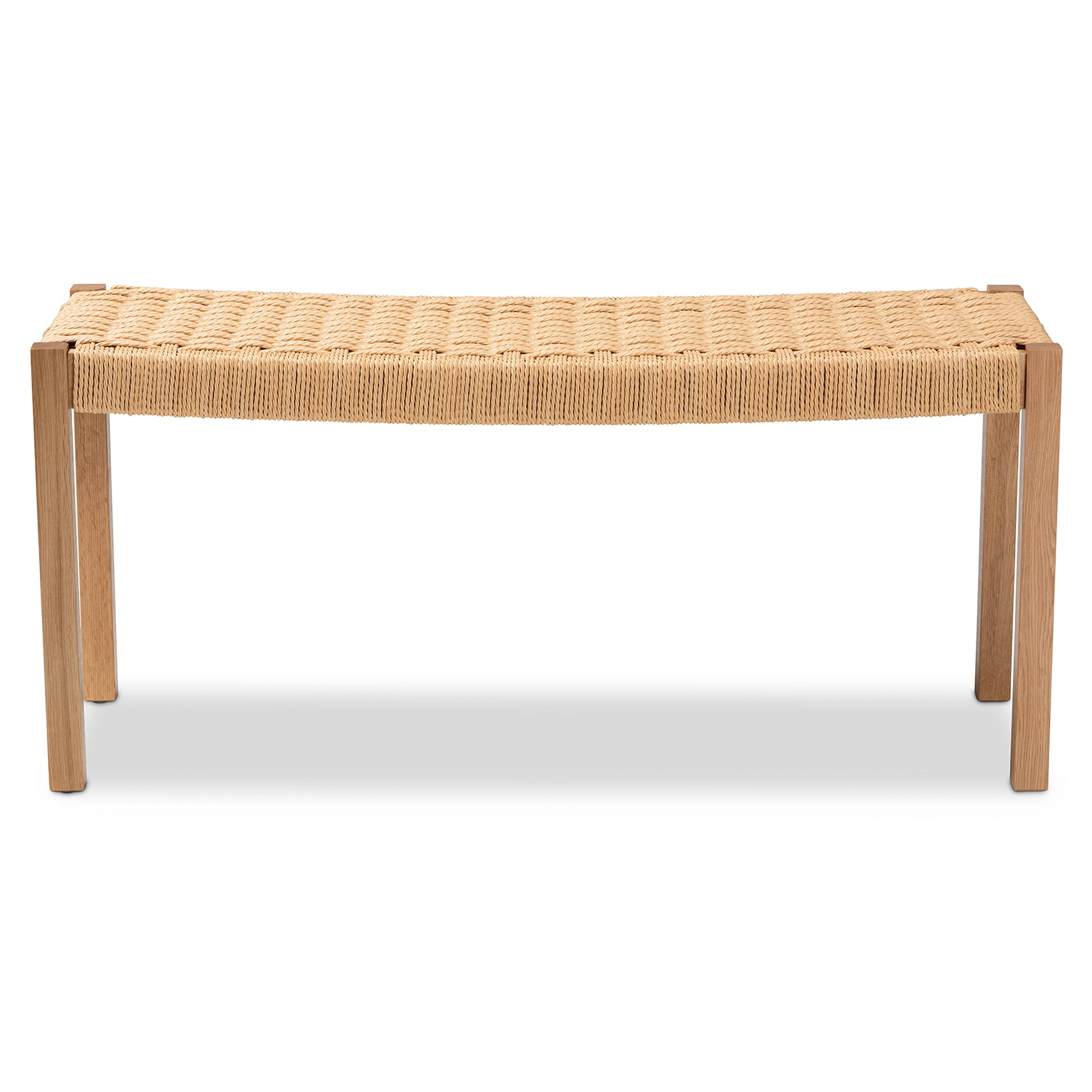 Baxton Studio Pacari Rustic Transitional Oak Brown Finished Wood and Hemp Accent Bench | Benches | Modishstore - 4