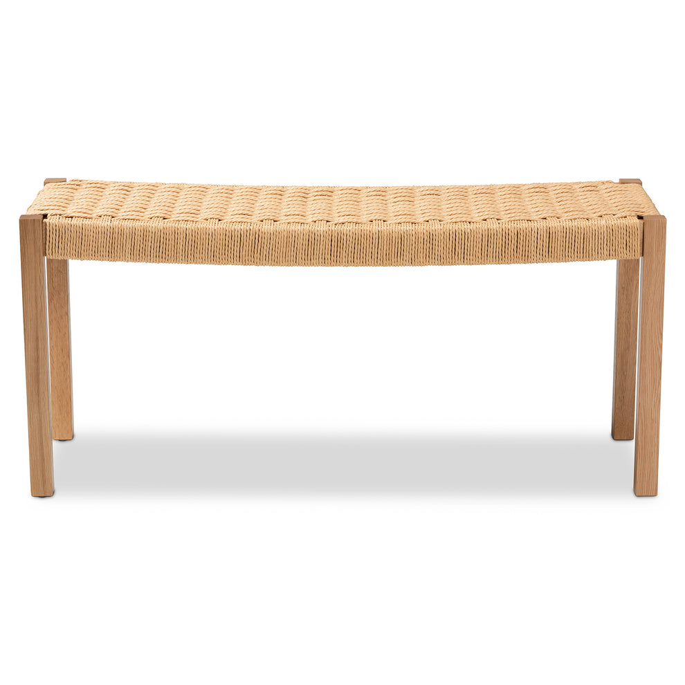 Baxton Studio Pacari Rustic Transitional Oak Brown Finished Wood and Hemp Accent Bench | Benches | Modishstore - 4