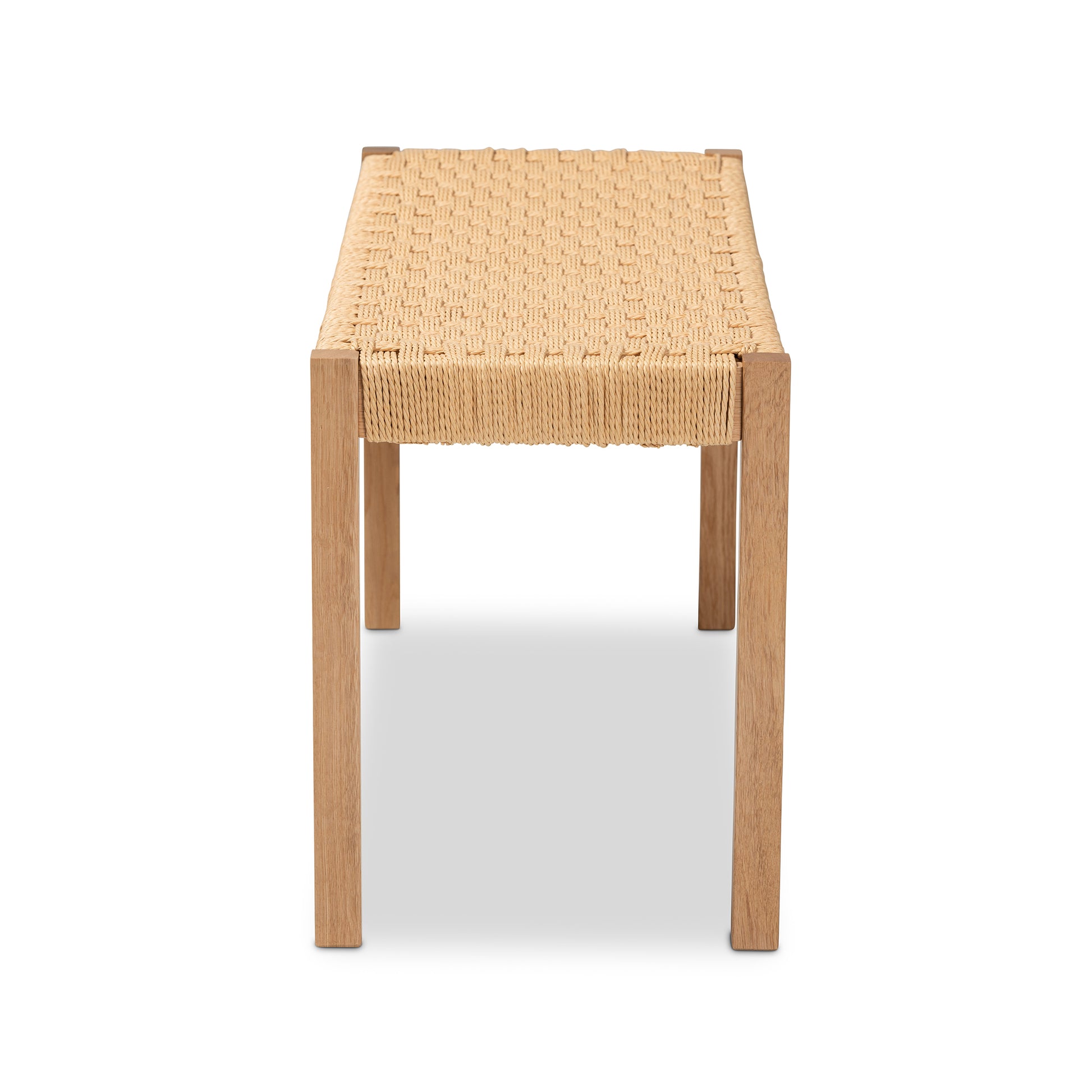 Baxton Studio Pacari Rustic Transitional Oak Brown Finished Wood and Hemp Accent Bench | Benches | Modishstore - 5