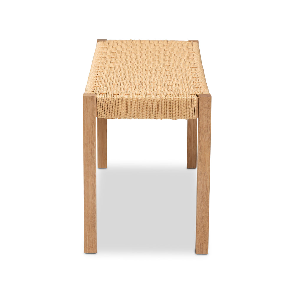 Baxton Studio Pacari Rustic Transitional Oak Brown Finished Wood and Hemp Accent Bench | Benches | Modishstore - 5