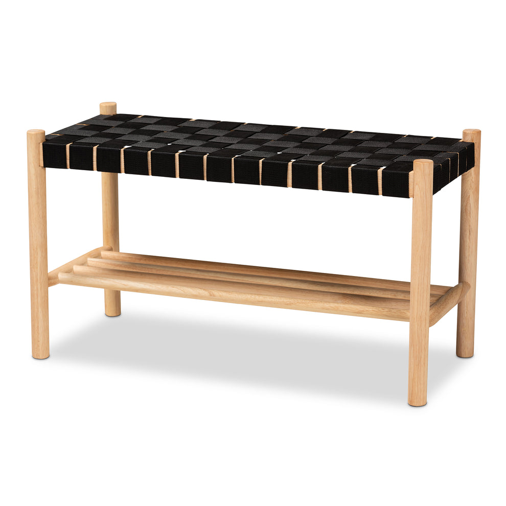 Baxton Studio Cadmus Rustic Mid-Century Modern Black and Oak Brown Finished Wood Bench | Benches | Modishstore - 3
