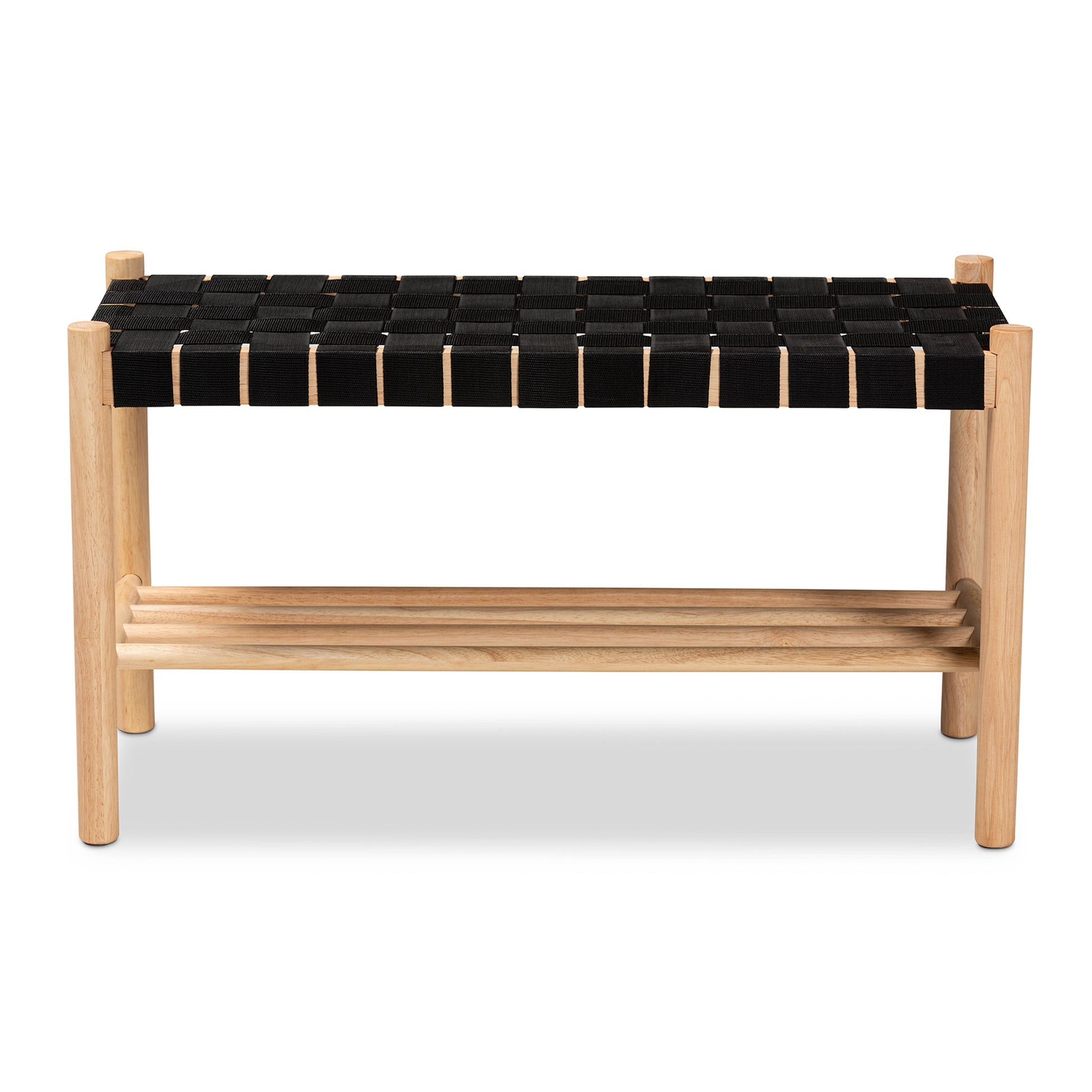 Baxton Studio Cadmus Rustic Mid-Century Modern Black and Oak Brown Finished Wood Bench | Benches | Modishstore - 4