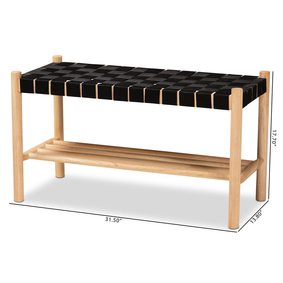 Baxton Studio Cadmus Rustic Mid-Century Modern Black and Oak Brown Finished Wood Bench | Benches | Modishstore - 2
