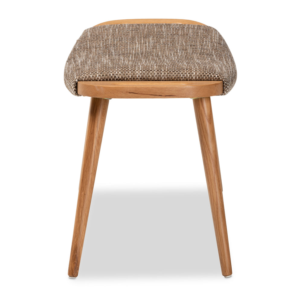 Baxton Studio Banner Mid-Century Modern Light Brown Fabric Upholstered and Oak Brown Finished Wood Accent Bench | Benches | Modishstore - 6