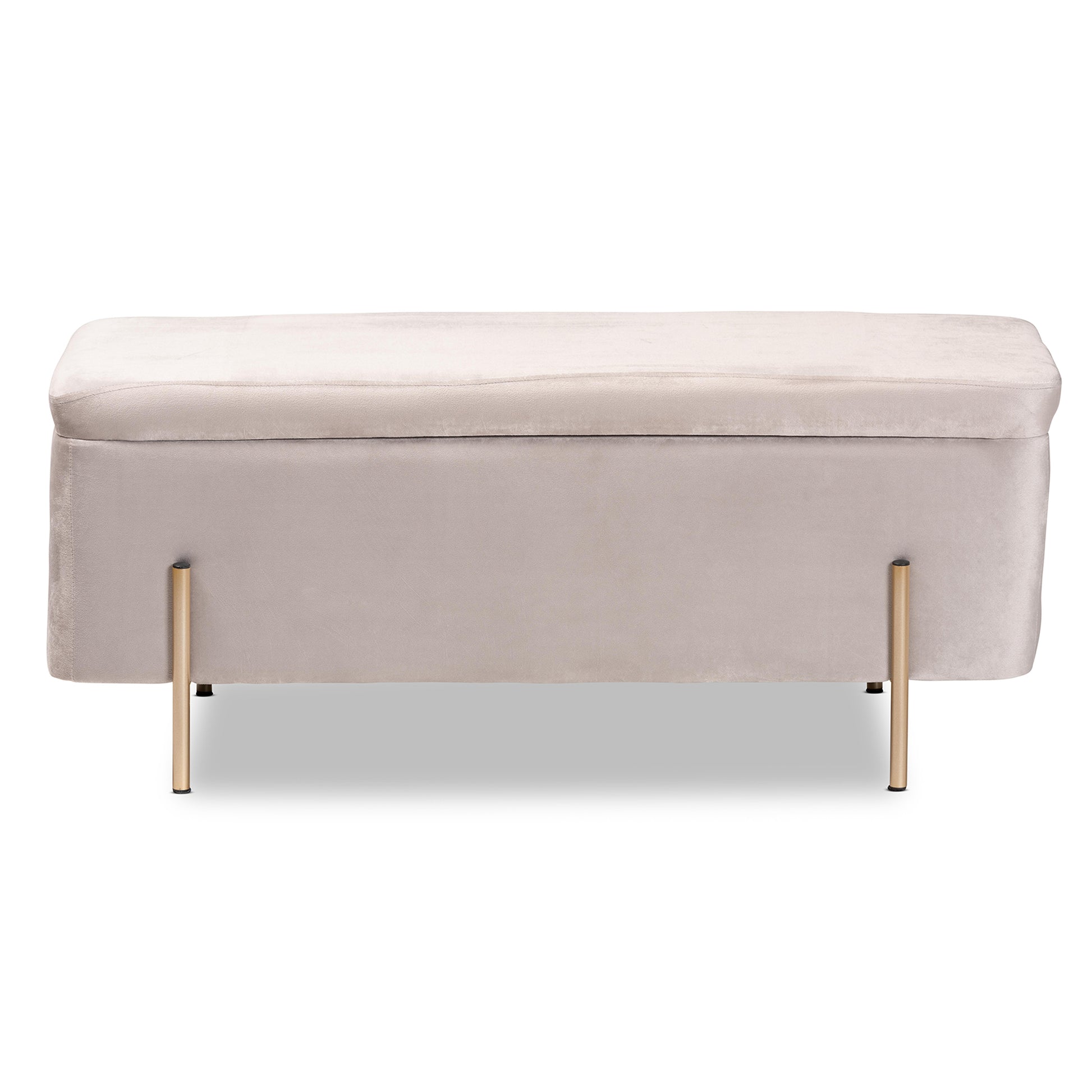 Baxton Studio Rockwell Contemporary Glam and Luxe Grey Velvet Fabric Upholstered and Gold Finished Metal Storage Bench | Benches | Modishstore - 4