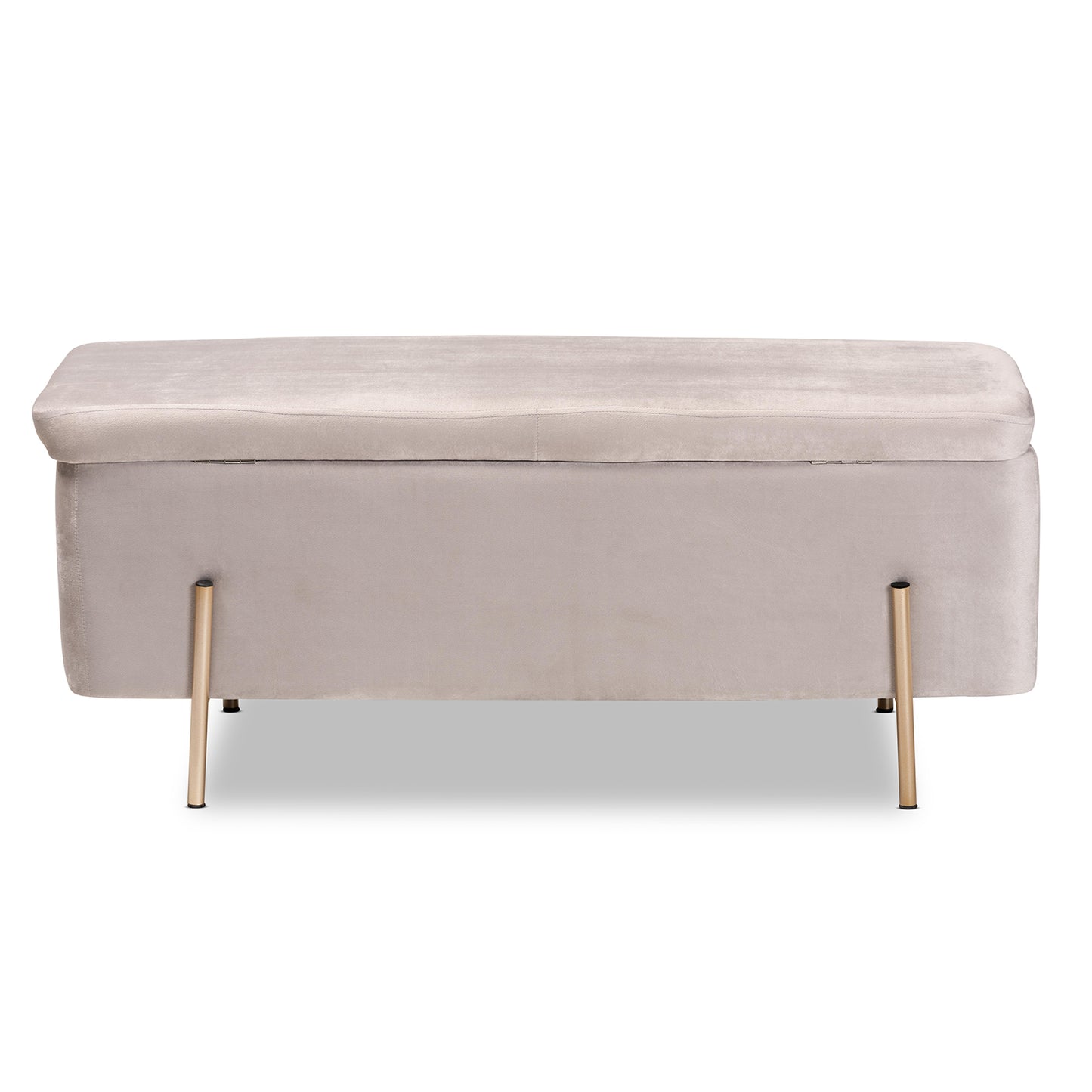Baxton Studio Rockwell Contemporary Glam and Luxe Grey Velvet Fabric Upholstered and Gold Finished Metal Storage Bench | Benches | Modishstore - 6