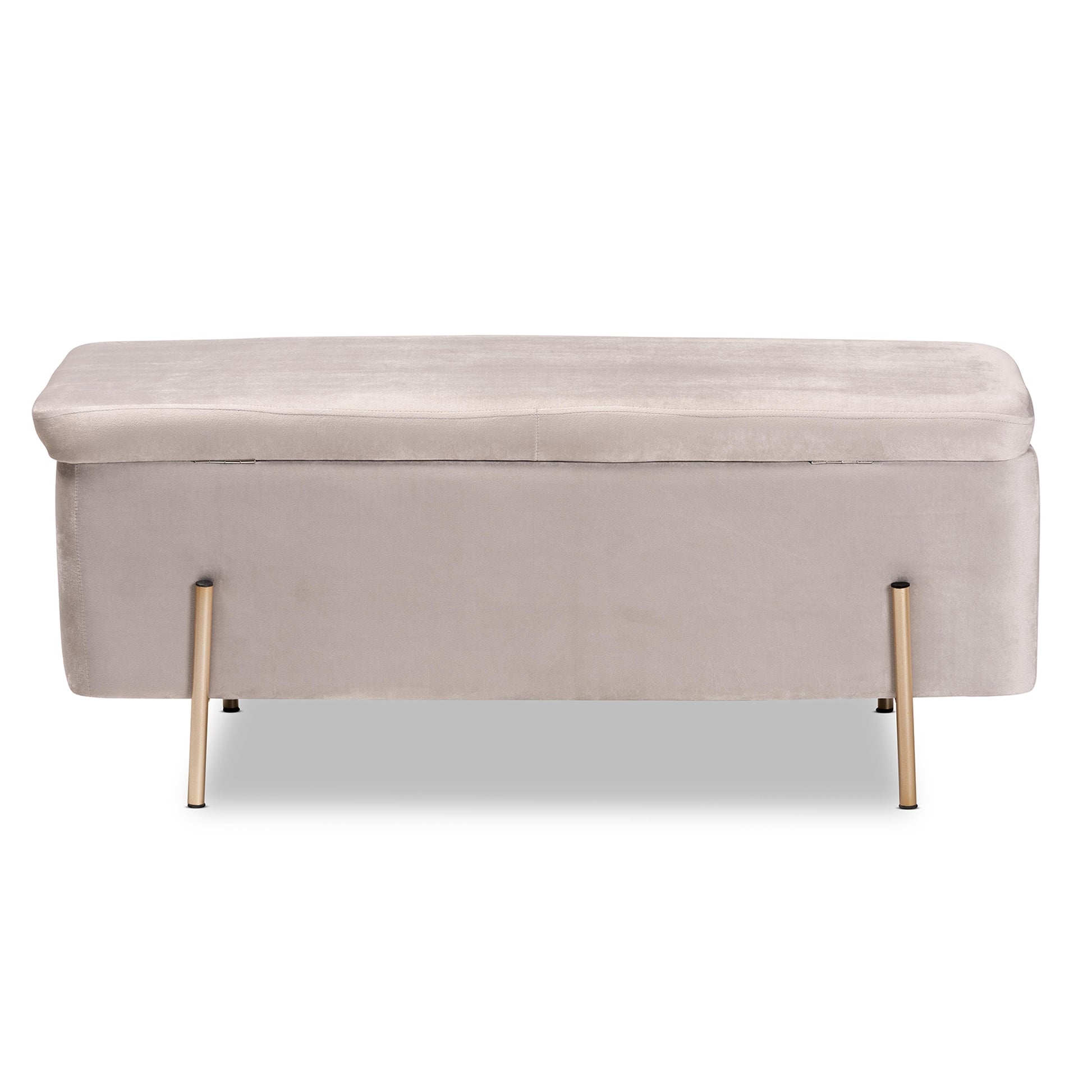 Baxton Studio Rockwell Contemporary Glam and Luxe Grey Velvet Fabric Upholstered and Gold Finished Metal Storage Bench | Benches | Modishstore - 6