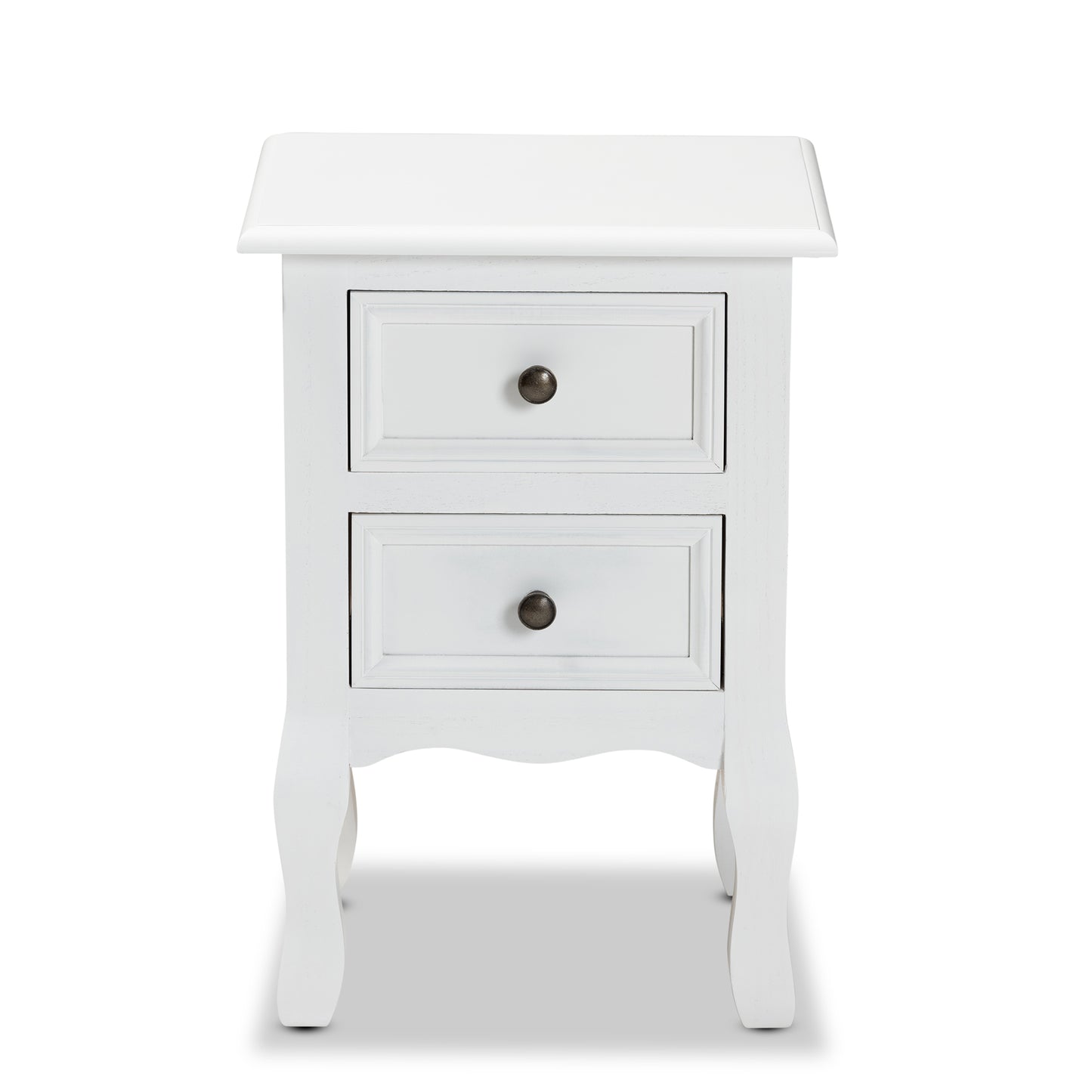 Baxton Studio Caelan Classic and Traditional White Finished Wood 2-Drawer End Table | Cabinets | Modishstore - 6