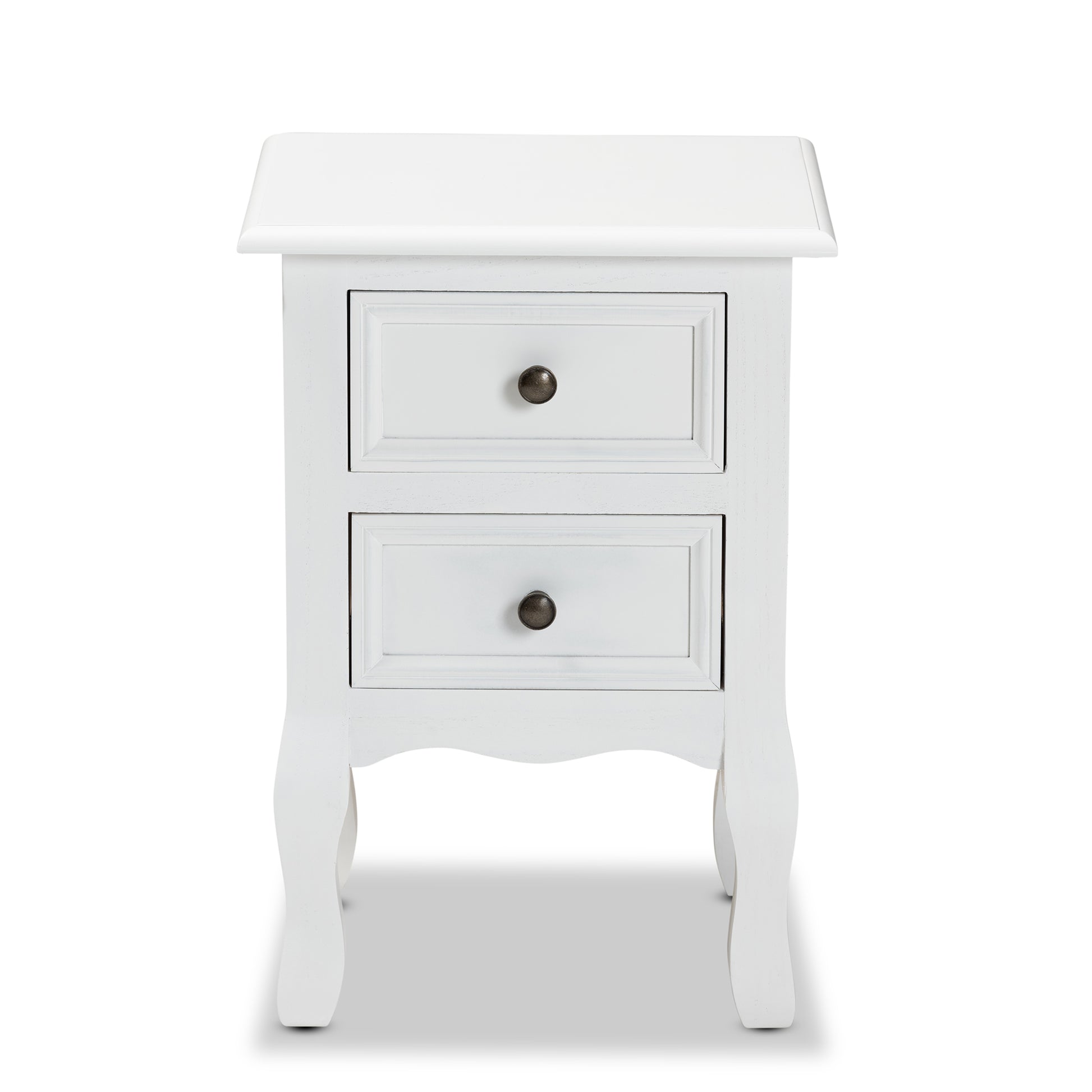 Baxton Studio Caelan Classic and Traditional White Finished Wood 2-Drawer End Table | Cabinets | Modishstore - 6