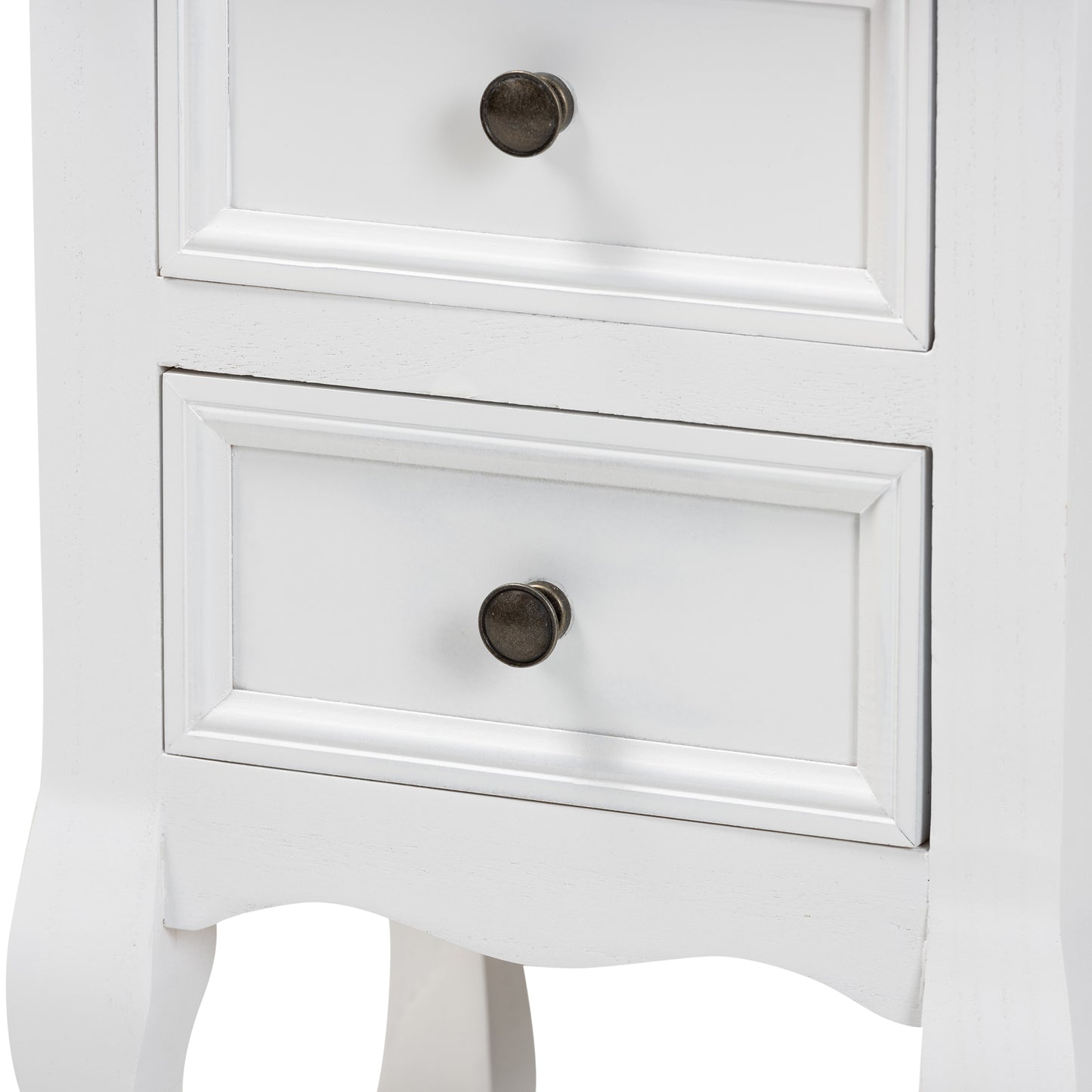 Baxton Studio Caelan Classic and Traditional White Finished Wood 2-Drawer End Table | Cabinets | Modishstore - 8