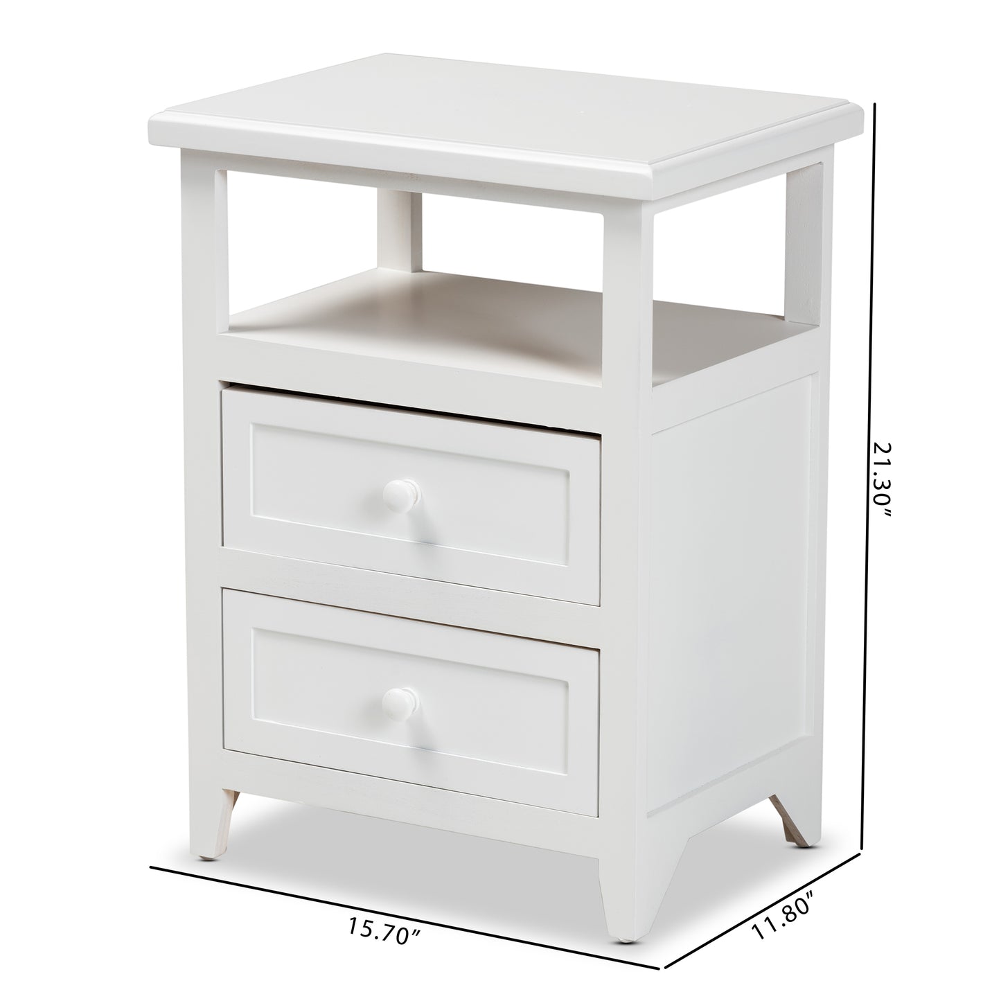 Baxton Studio Karsen Modern and Contemporary White Finished Wood 2-Drawer End Table | Cabinets | Modishstore - 3