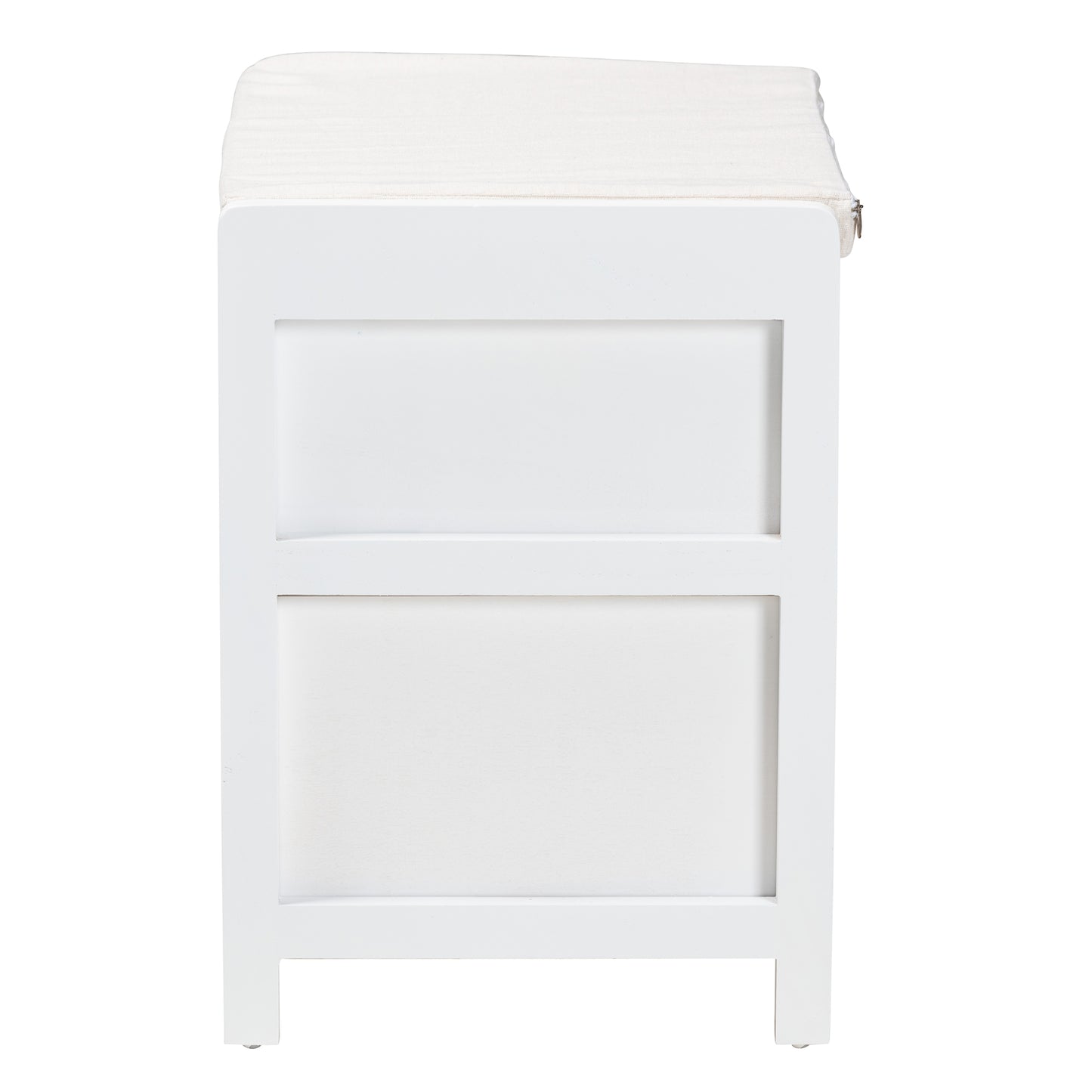 Baxton Studio Bastian Modern and Contemporary Light Beige Fabric and White Finished Wood 3-Drawer Storage Bench with Natural Rattan | Benches | Modishstore - 5