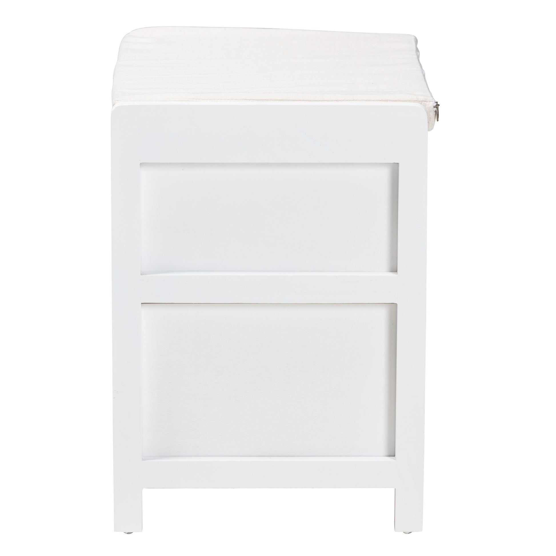 Baxton Studio Bastian Modern and Contemporary Light Beige Fabric and White Finished Wood 3-Drawer Storage Bench with Natural Rattan | Benches | Modishstore - 5