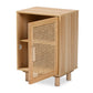 Baxton Studio Maclean Mid-Century Modern Rattan and Natural Brown Finished Wood 1-Door End Table | Cabinets | Modishstore - 6