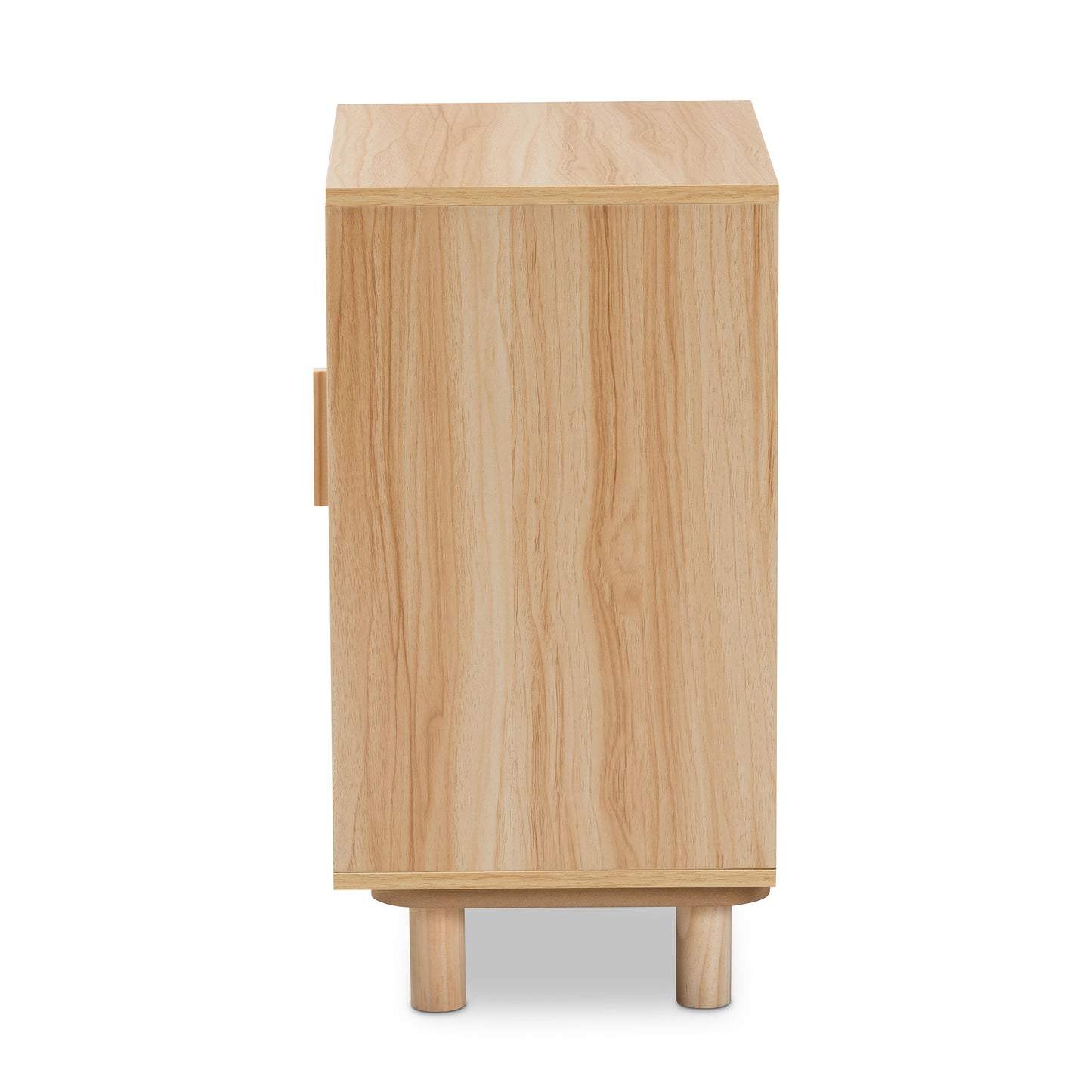 Baxton Studio Maclean Mid-Century Modern Rattan and Natural Brown Finished Wood 1-Door End Table | Cabinets | Modishstore - 8