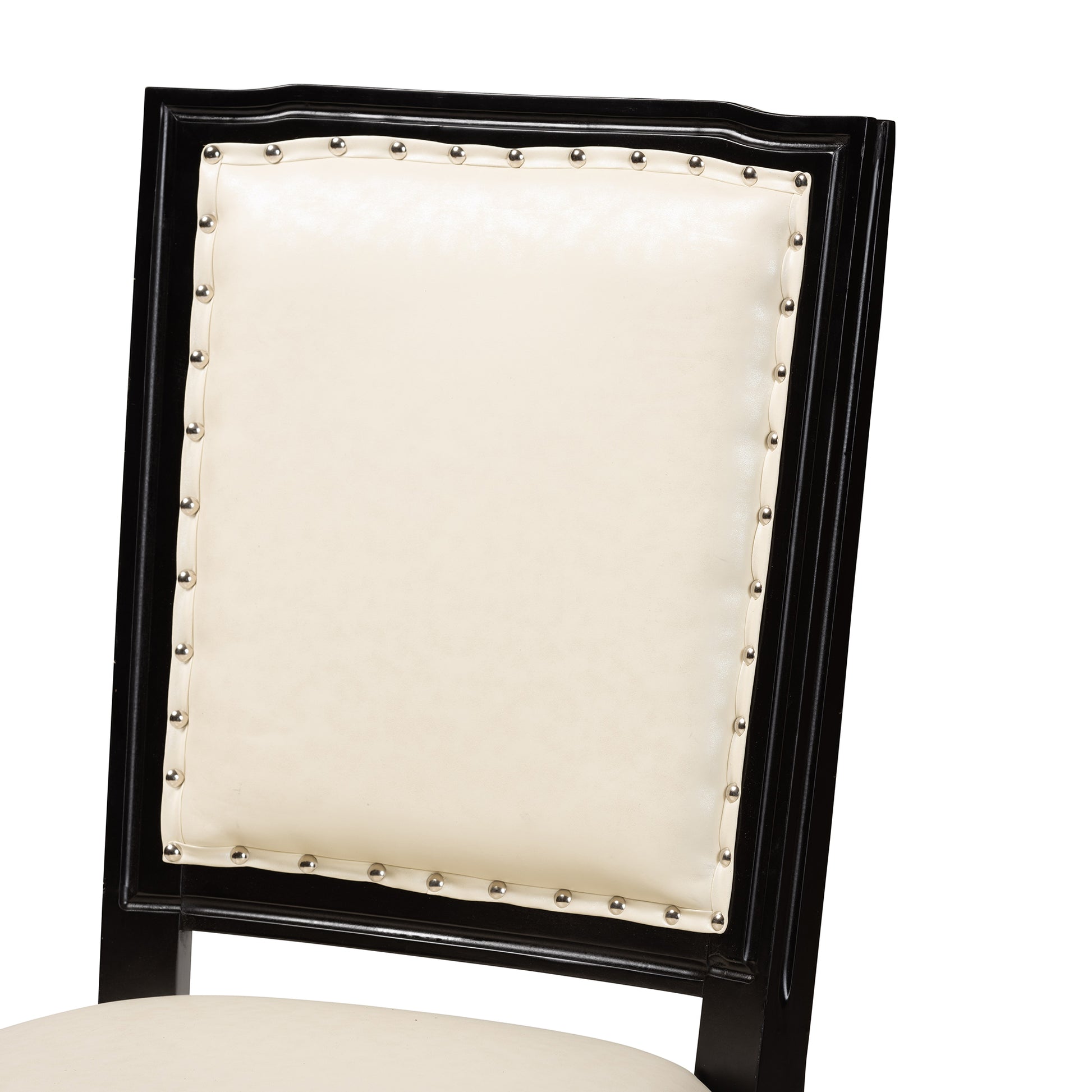 Baxton Studio Louane Traditional French Inspired Beige Faux Leather Upholstered and Black Finished Wood 2-Piece Dining Chair Set | Dining Chairs | Modishstore - 7