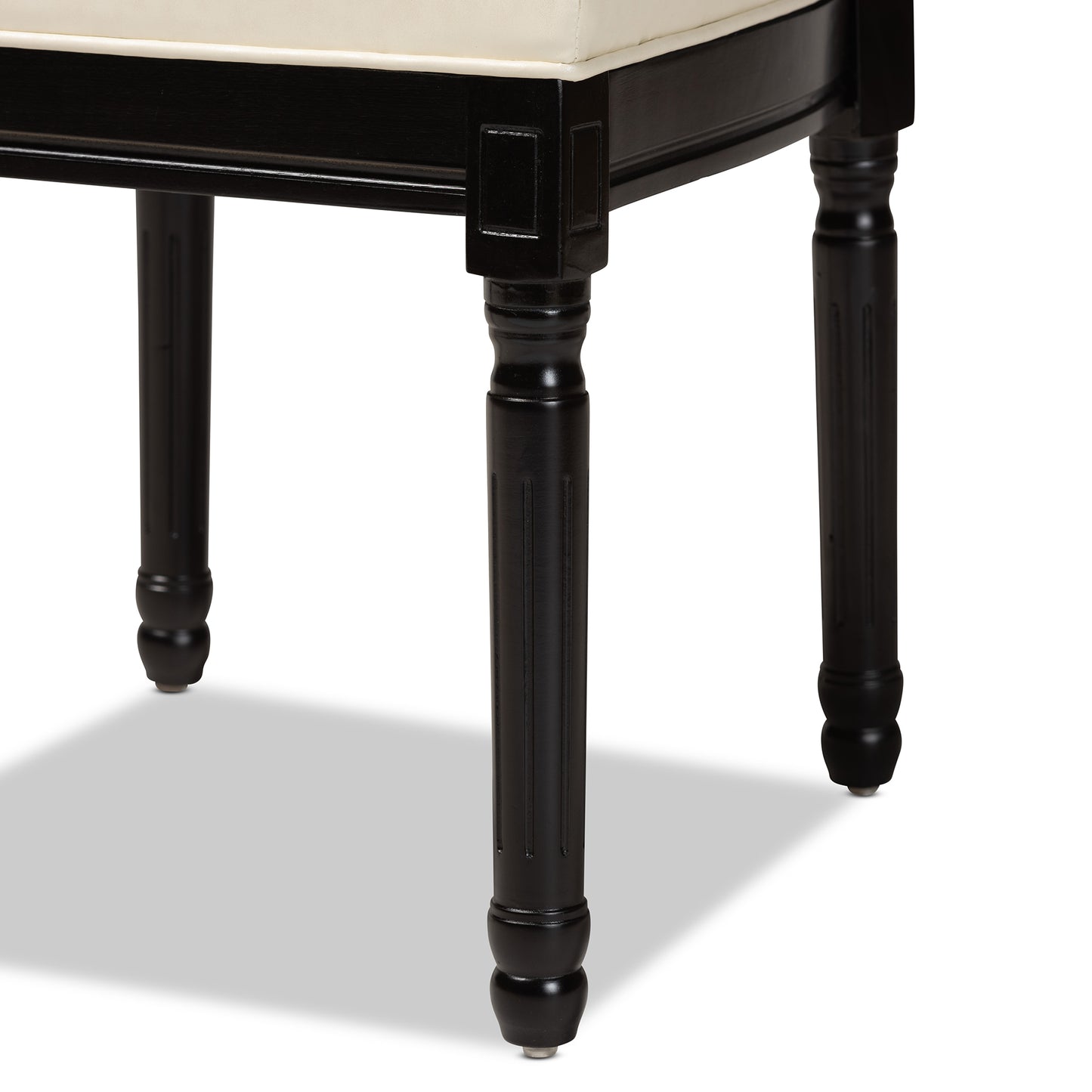 Baxton Studio Louane Traditional French Inspired Beige Faux Leather Upholstered and Black Finished Wood 2-Piece Dining Chair Set | Dining Chairs | Modishstore - 8