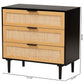 Baxton Studio Maureen Mid-Century Modern Espresso Brown Wood and Rattan 3-Drawer Cabinet | Cabinets | Modishstore - 3