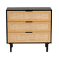 Baxton Studio Maureen Mid-Century Modern Espresso Brown Wood and Rattan 3-Drawer Cabinet | Cabinets | Modishstore - 6