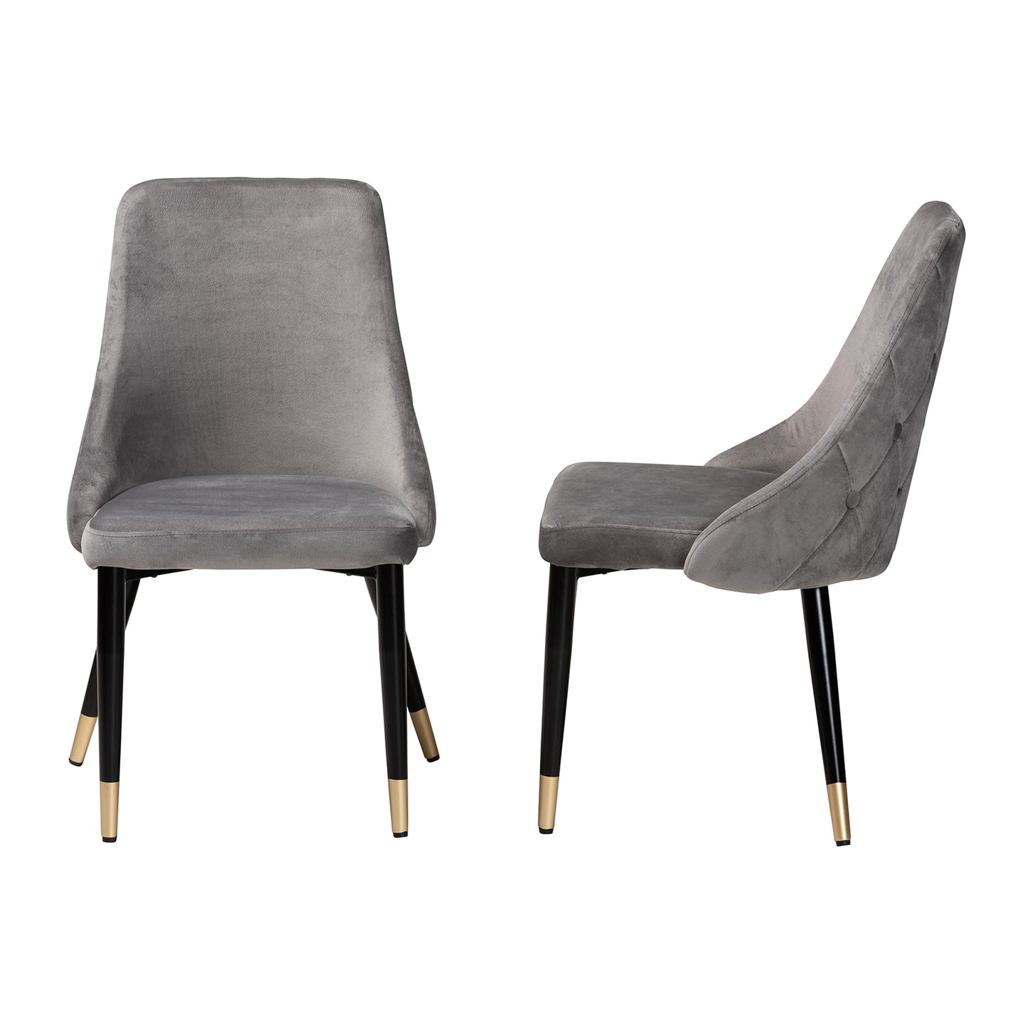 Baxton Studio Giada Contemporary Glam and Luxe Grey Velvet Fabric and Dark Brown Finished Wood 2-Piece Dining Chair Set | Dining Chairs | Modishstore - 6