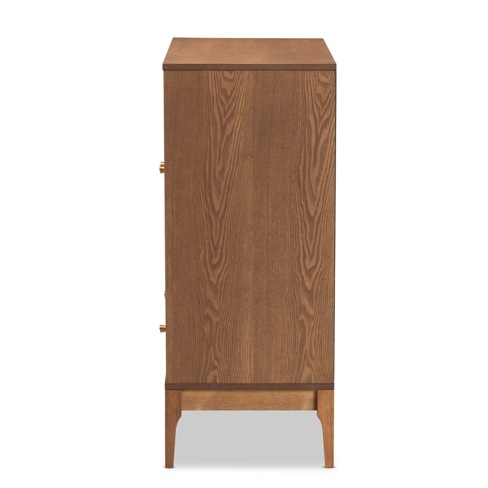 Baxton Studio Ramiel Mid-Century Modern Ash Walnut Finished Wood and Rattan 1-Drawer Sideboard | Sideboards | Modishstore - 5