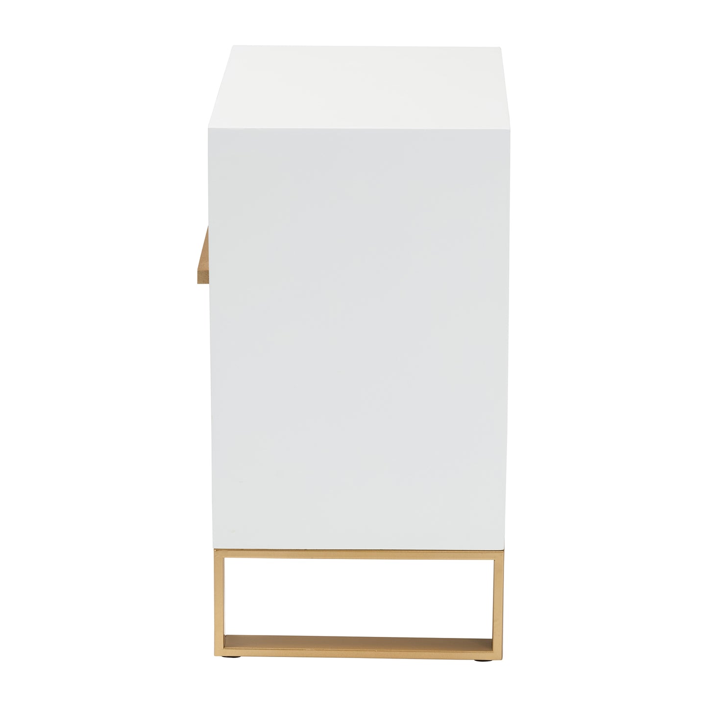 Baxton Studio Giolla Contemporary Glam and Luxe White Finished Wood and Gold Metal 2-Drawer End Table | Cabinets | Modishstore - 7