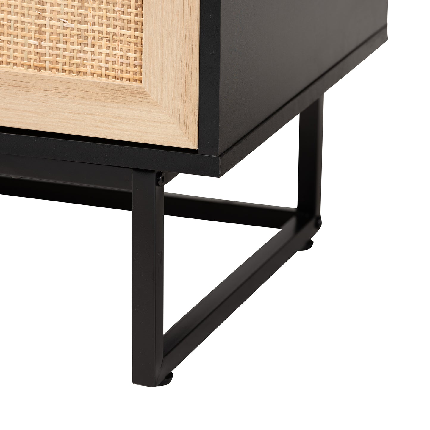 Baxton Studio Declan Mid-Century Modern Espresso Brown Finished Wood and Natural Rattan 2-Door Storage Cabinet | Cabinets | Modishstore - 7