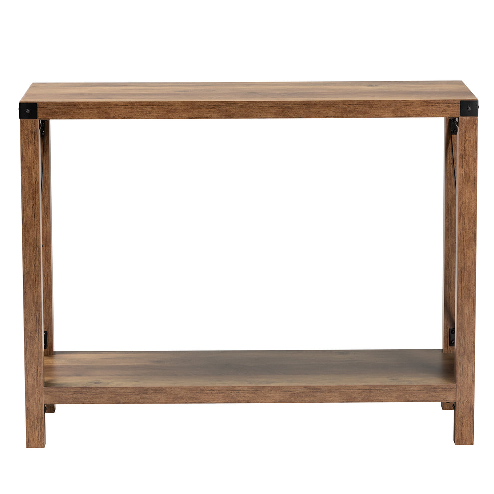 Baxton Studio Rumi Modern Farmhouse Natural Brown Finished Wood and Black Metal Console Table | Console Tables | Modishstore - 3