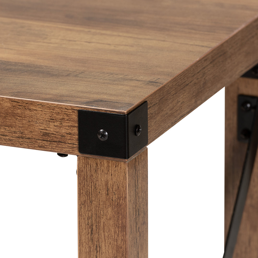Baxton Studio Rumi Modern Farmhouse Natural Brown Finished Wood and Black Metal Console Table | Console Tables | Modishstore - 5