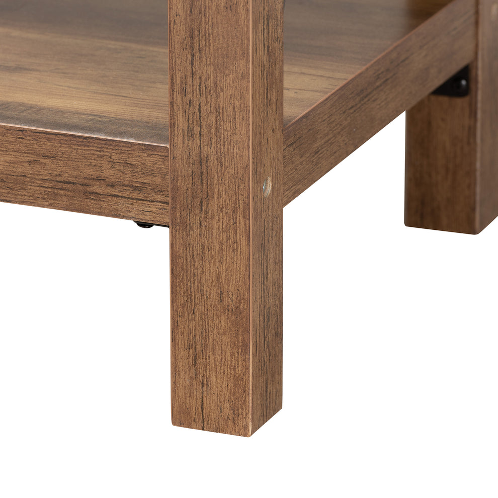 Baxton Studio Rumi Modern Farmhouse Natural Brown Finished Wood and Black Metal Console Table | Console Tables | Modishstore - 6