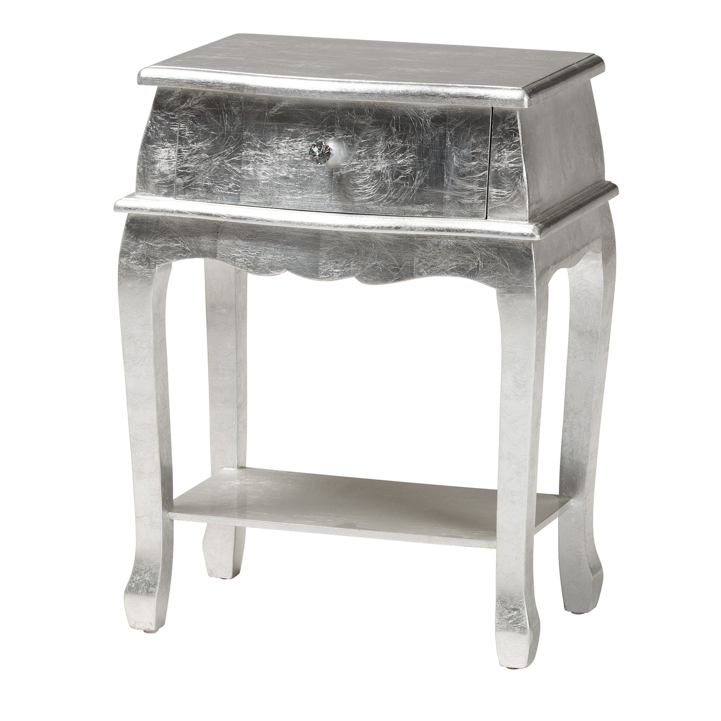 Baxton Studio Harriet Classic and Traditional Silver Finished Wood 1-Drawer End Table | Cabinets | Modishstore - 4