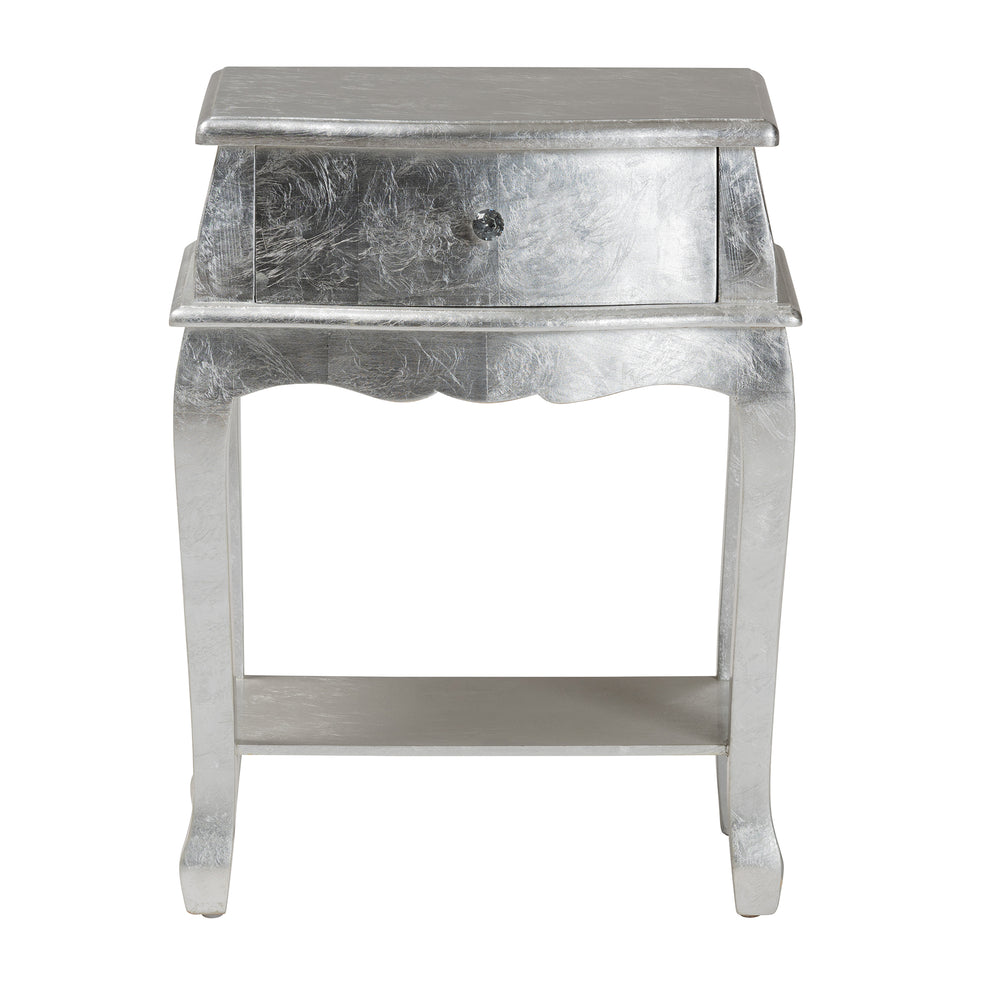 Baxton Studio Harriet Classic and Traditional Silver Finished Wood 1-Drawer End Table | Cabinets | Modishstore - 6