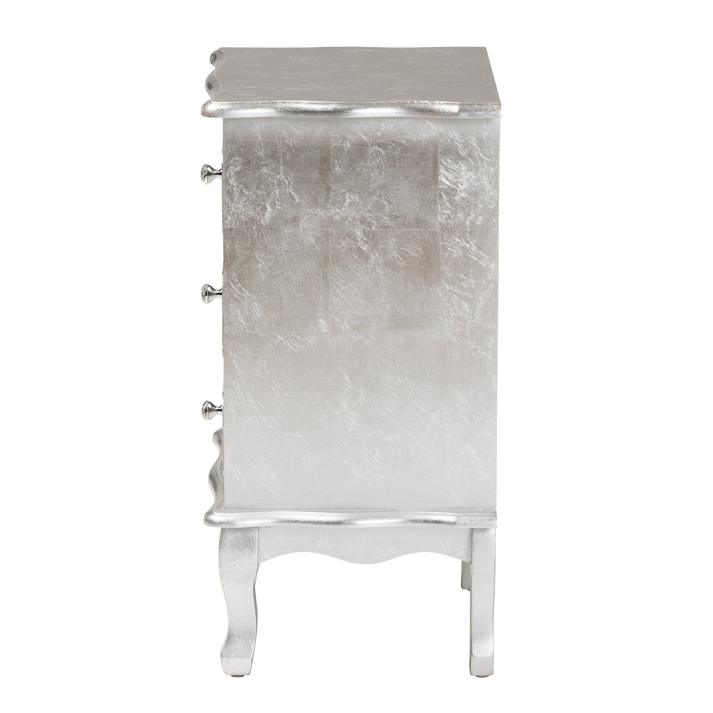 Baxton Studio Newton Classic and Traditional Silver Finished Wood 3-Drawer End Table | Cabinets | Modishstore - 7