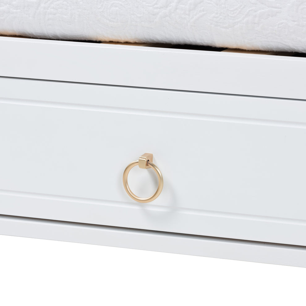 Baxton Studio Lowri Classic and Traditional White Finished Wood Twin Size 3-Drawer Daybed | Daybeds | Modishstore - 7