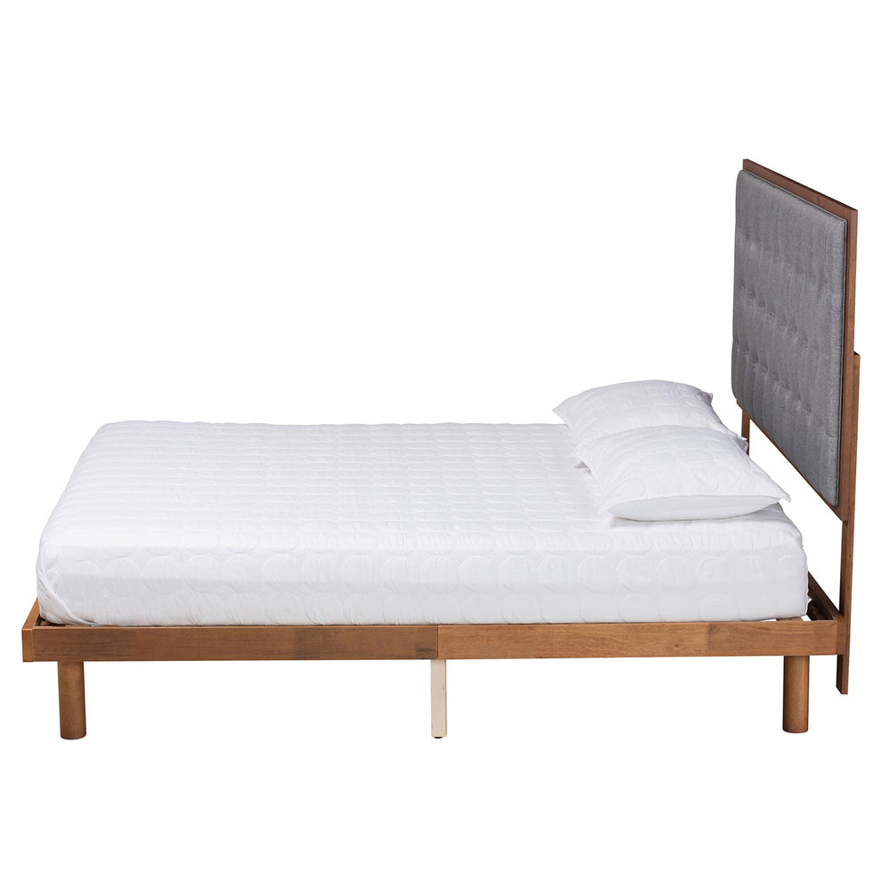 Baxton Studio Bellini Classic and Traditional Grey Fabric and Walnut Brown Finished Wood Queen Size Platform Bed | Beds | Modishstore - 3