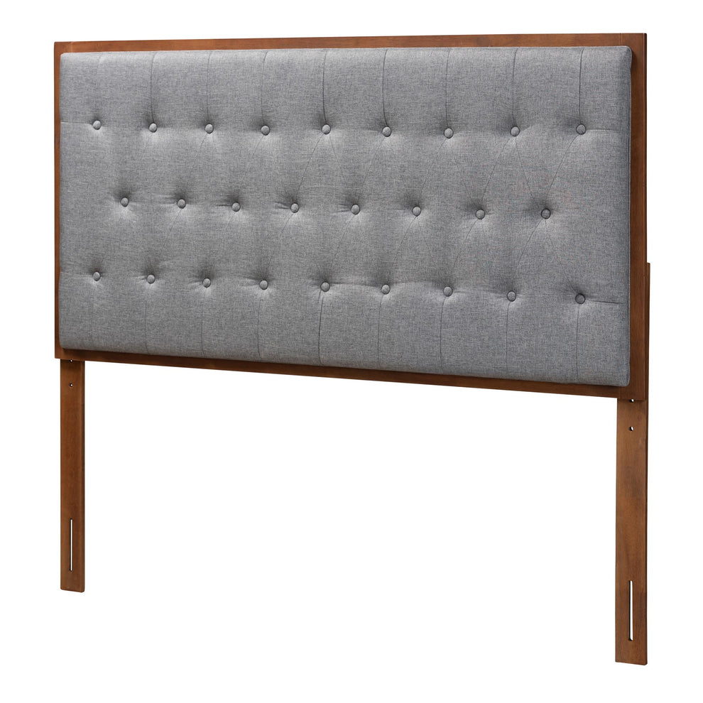 Baxton Studio Harumi Classic and Traditional Grey Fabric and Walnut Brown Finished Wood Queen size Headboard | Headboards | Modishstore - 2