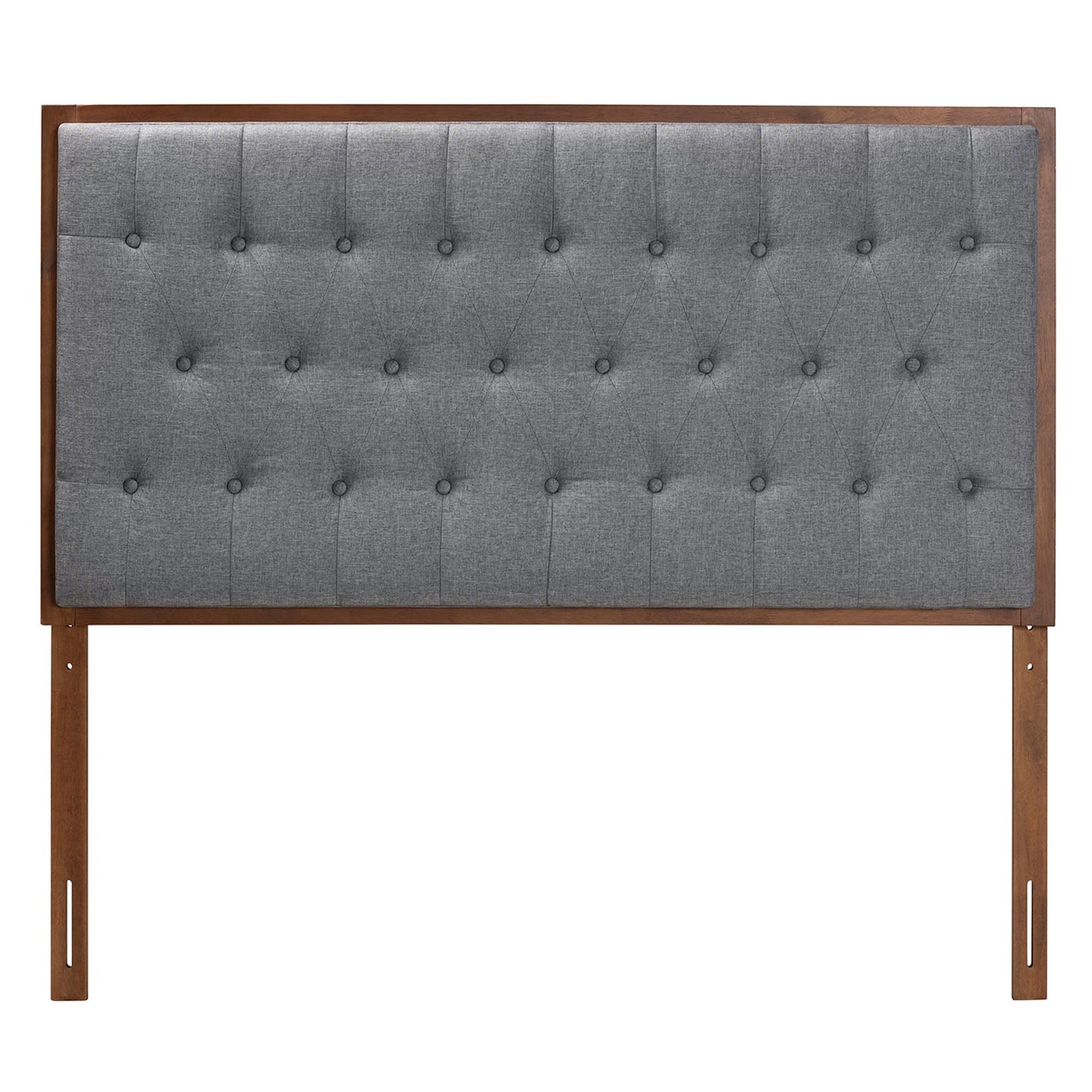 Baxton Studio Harumi Classic and Traditional Grey Fabric and Walnut Brown Finished Wood Queen size Headboard | Headboards | Modishstore - 3
