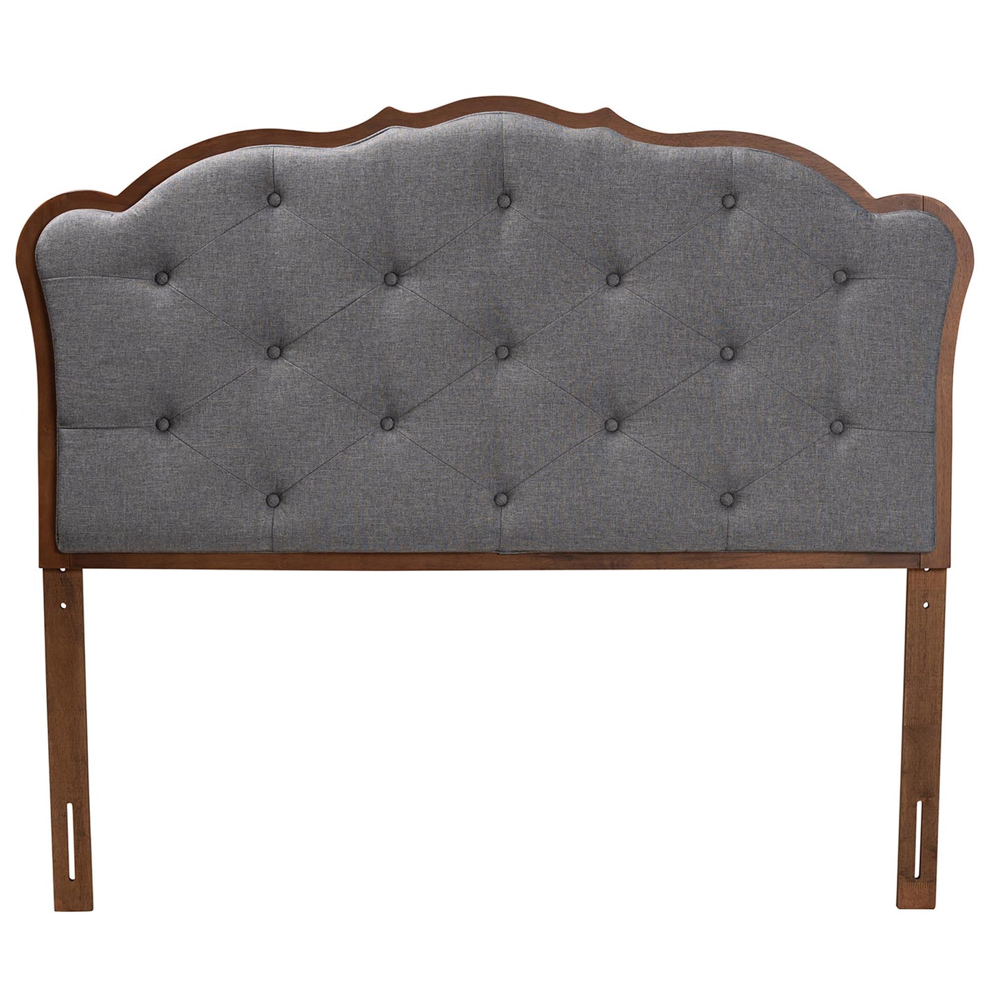 Baxton Studio Leandra Classic and Traditional Grey Fabric and Walnut Brown Finished Wood King Size Headboard | Headboards | Modishstore - 3