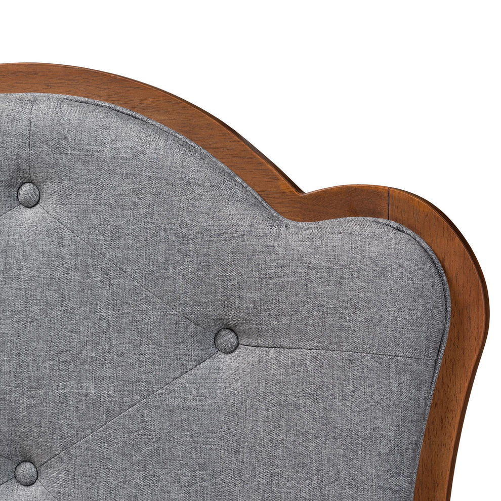 Baxton Studio Leandra Classic and Traditional Grey Fabric and Walnut Brown Finished Wood King Size Headboard | Headboards | Modishstore - 4