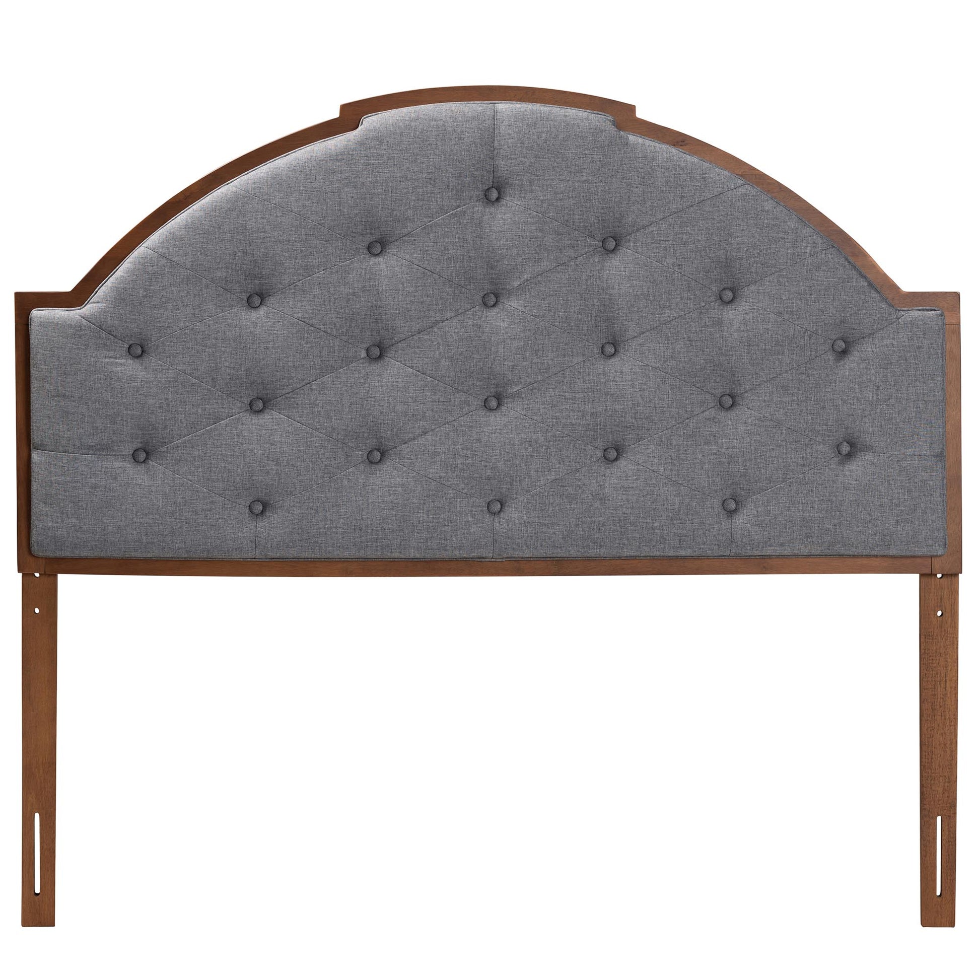 Baxton Studio Madeline Classic and Traditional Grey Fabric and Walnut Brown Finished Wood Queen Size Headboard | Headboards | Modishstore - 3