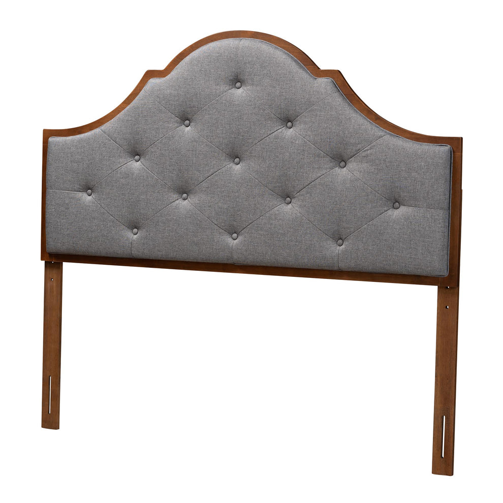 Baxton Studio Camila Classic and Traditional Grey Fabric and Walnut Brown Finished Wood King Size Headboard | Headboards | Modishstore - 2