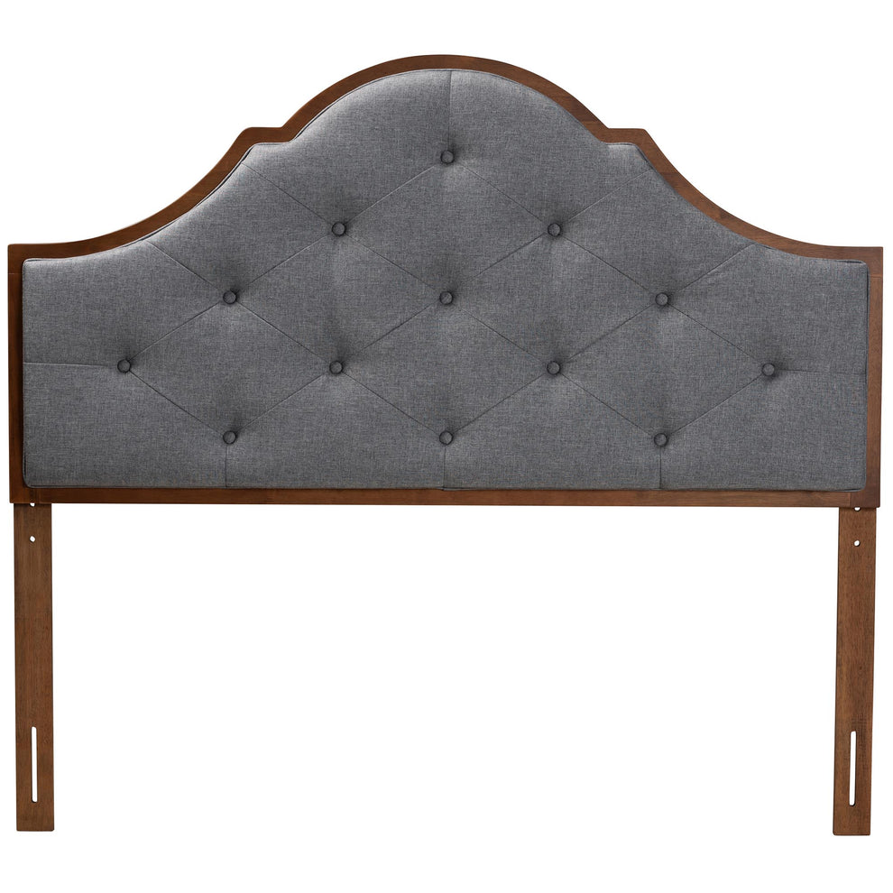 Baxton Studio Camila Classic and Traditional Grey Fabric and Walnut Brown Finished Wood King Size Headboard | Headboards | Modishstore - 3